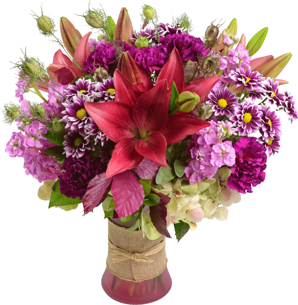 Fall Wrapped Up Bouquet - Australian Pink Flowers And Daisy (1024x1024), Png Download
