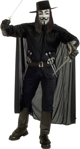Adult V For Vendetta Costume - V For Vendetta Costume Std (366x580), Png Download