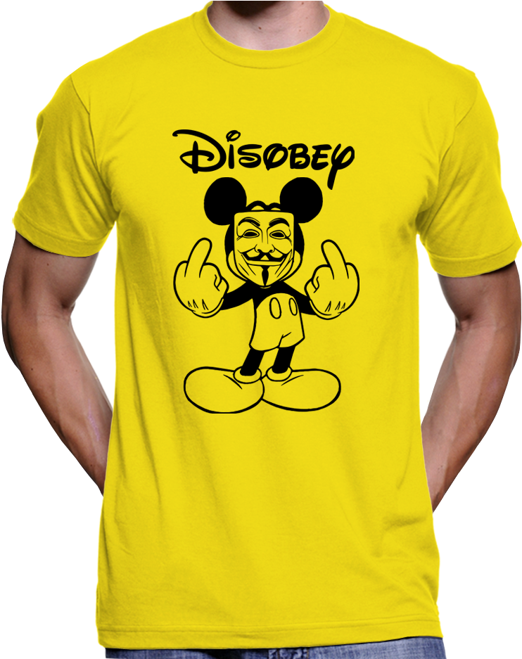 Mickey Mouse Disobey Guy Fawkes Mask Anonymous T-shirt - Free Tommy Robinson Shirt (936x936), Png Download