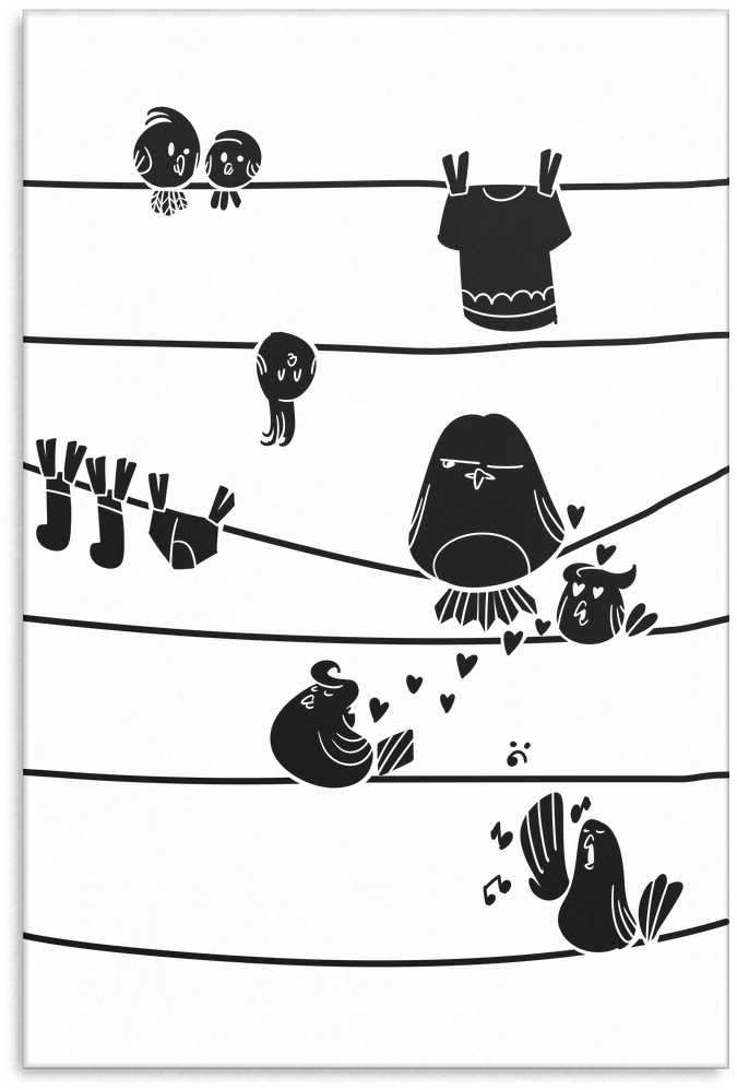 Birds On Clothesline Bird Canvas Art - Clothes Line Bird (1024x1024), Png Download