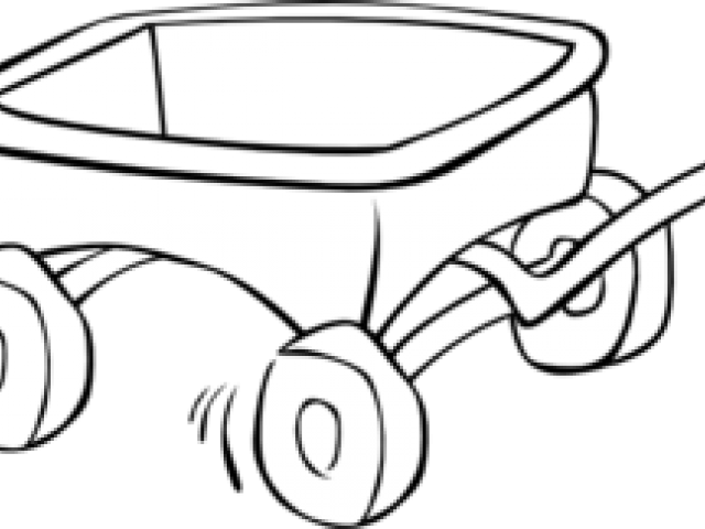 Pioneer Clipart Red Wagon - Wagon Clip Art Black And White (640x480), Png Download