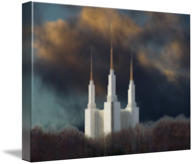 "washinton Dc Temple Winter" By Terry Springer, Tumwater, - Gallery-wrapped Canvas Art Print 22 X 16 Entitled Washinton (650x554), Png Download