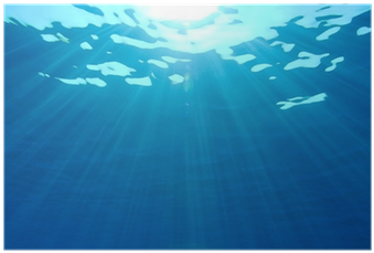 Sunbeams Penetrating Blue Ocean Background Poster • - Underwater (400x400), Png Download