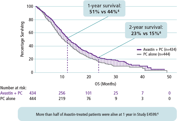 Avastin® Clinical Study E4599 Overall Survival Percentage - Clinical Trial (900x480), Png Download