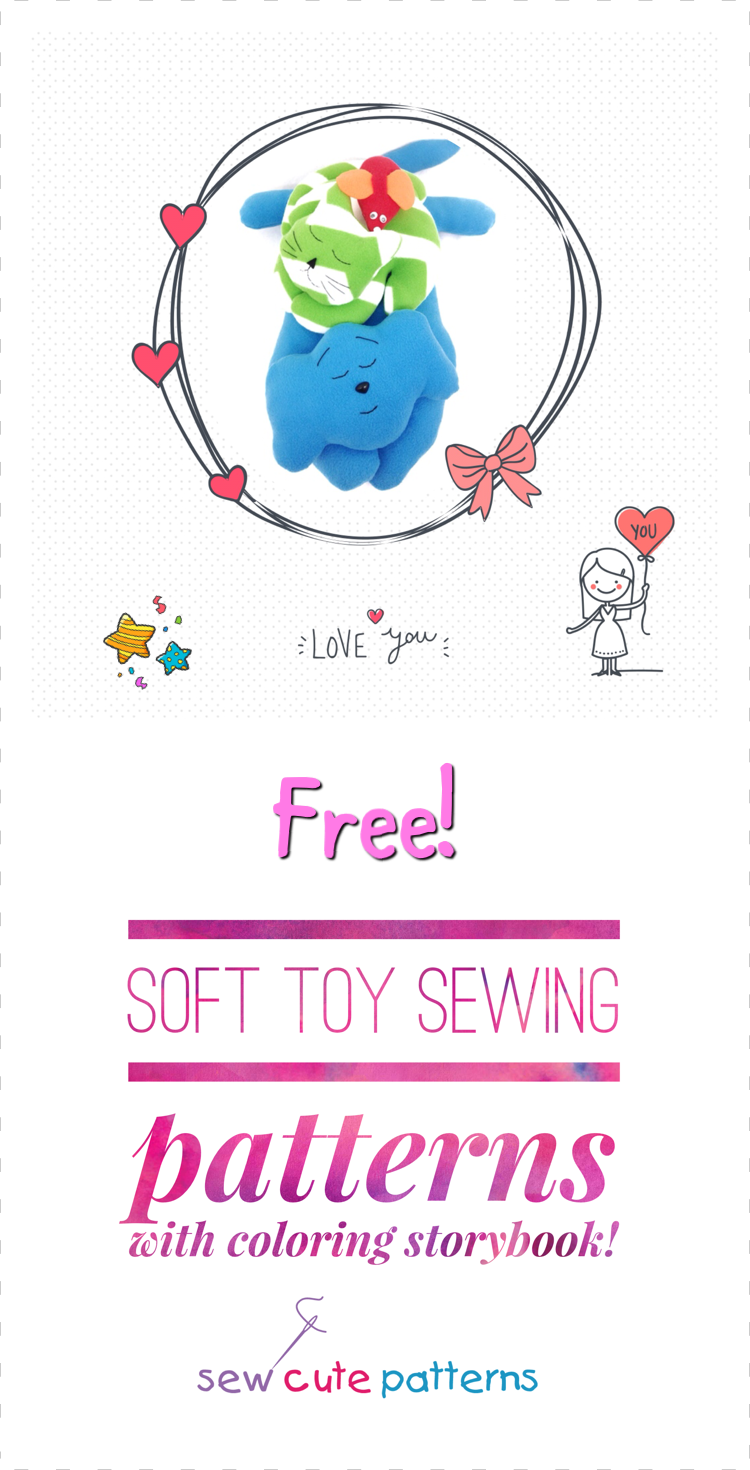 Free Stuffed Animal Patterns From Sew Cute Patterns - Art (750x1470), Png Download