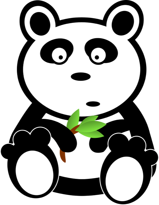 Shocked Panda - Panda Clipart Black And White Png (542x700), Png Download
