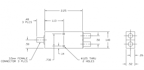 6020265 2-way Power Divider Outline Drawing - Drawing (500x308), Png Download