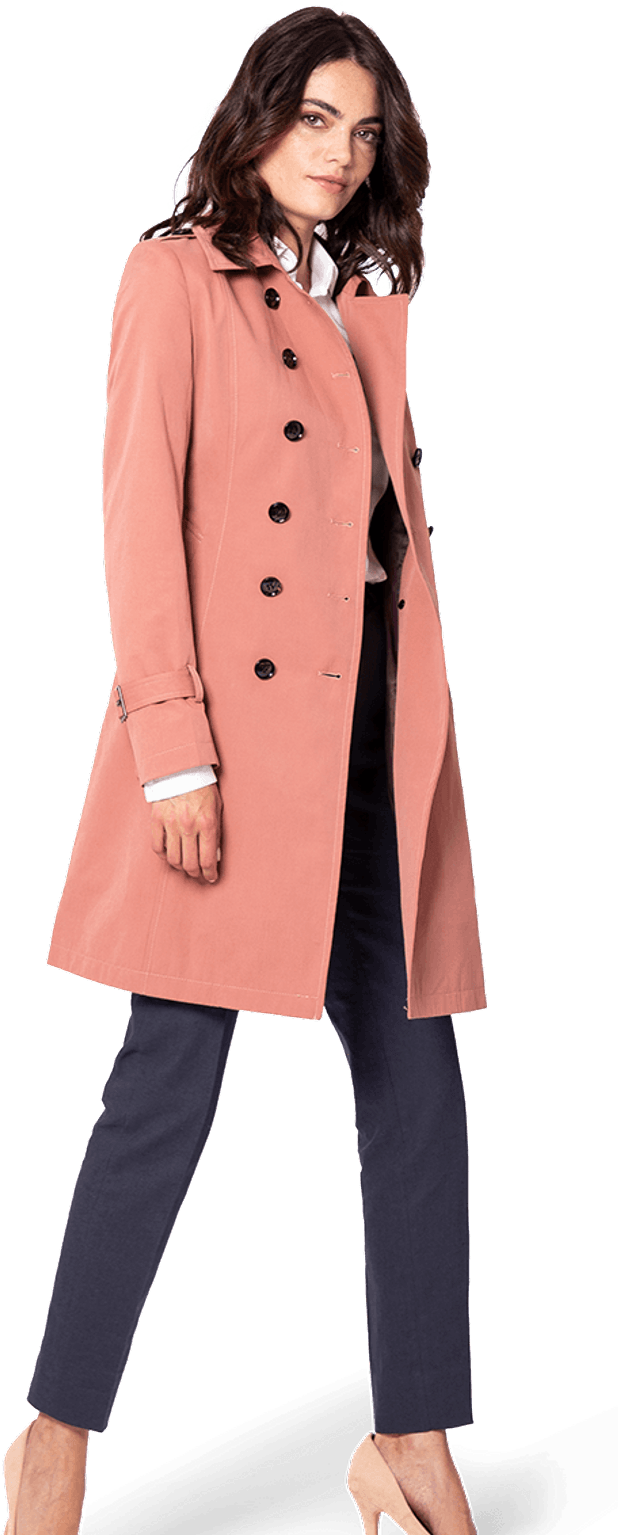 Pink Trenchcoat - Trench Coat (655x1549), Png Download