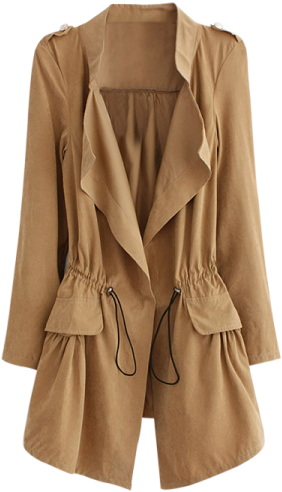 Zaful Women's Coat & Jackets Trench Coat Epaulet Drawstring - Bayan Ince Trençkot (500x500), Png Download
