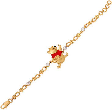'winnie The Pooh' Gold Enamel Bracelet - Gold Bracelet Designs With Weight (400x400), Png Download