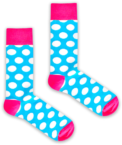 White Polka Dots Explode On A Vibrant Blue Background - Sock (498x498), Png Download