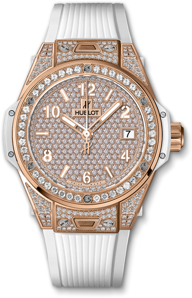 Big Bang One Click King Gold White Full Pavé - Hublot 465 Sx 9010 Rx 1604 (1000x1000), Png Download