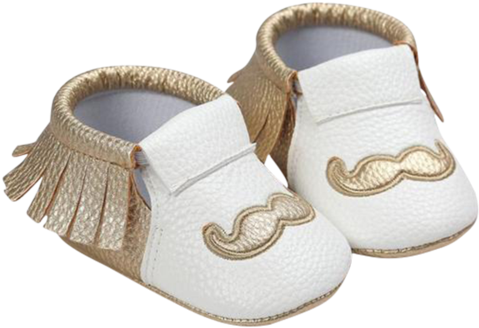 Little Gold Mustache Pre-walkers - Shoe (500x500), Png Download