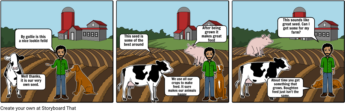 Farm Animal Selling Feed - Comics (1164x385), Png Download
