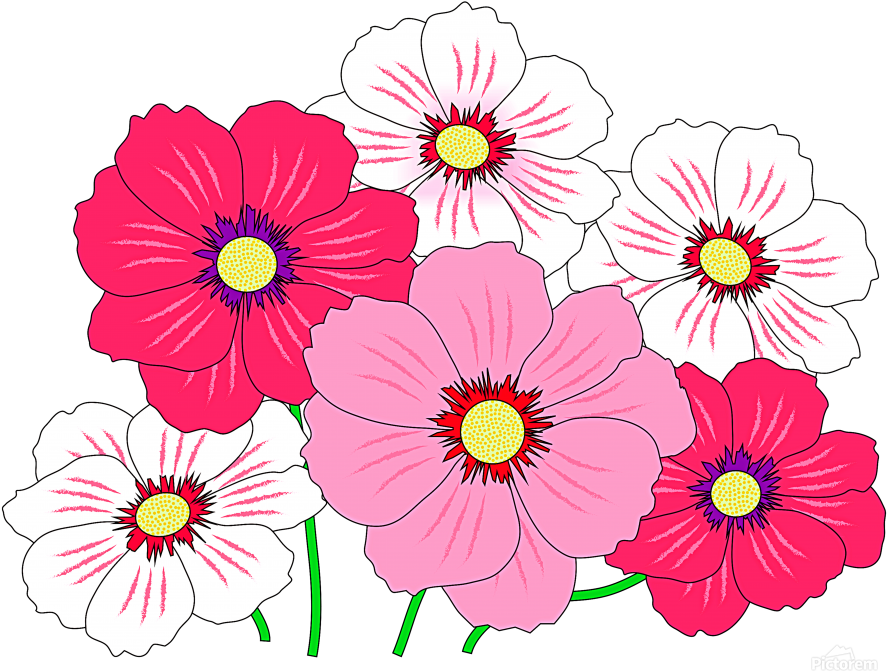 Colorful Flowers 02 Osg Acrylic Print - Picsart Flower Png Stickers (899x684), Png Download