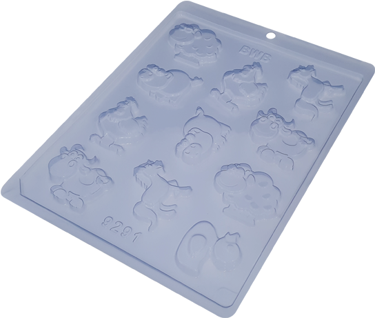 Farm Animals Chocolate Mold - Forma De Acetato Animais Da Fazenda (700x467), Png Download