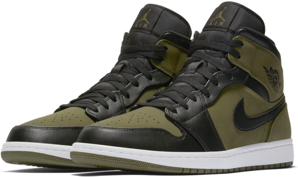 Air Jordan 1 Mid 'olive' - Jordan 1 Olive Canvas (600x600), Png Download
