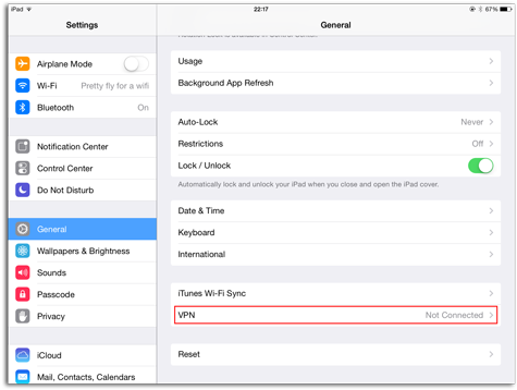Ipad1-vpn - Ipad Settings General Vpn (500x386), Png Download