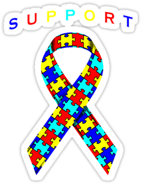 "autism Awareness Ribbon" Stickers By Adamcampen - Awareness Ribbon (375x360), Png Download