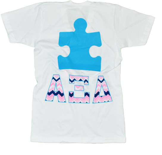 Alpha Xi Delta White Vneck Autismspeaks Back - Delta White (615x615), Png Download