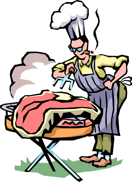 Vector Illustration Of Barbecue, Barbeque Or Bbq Grill - Grill Master (509x700), Png Download