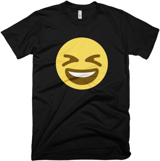A Face With A Big Smiling Mouth, And Scrunched Closed - Shirt (600x600), Png Download