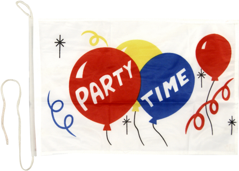 Party Time Boat Flag - Flagge Partytime Mit Luftballons Ca. 30 X 45 Cm (1500x998), Png Download