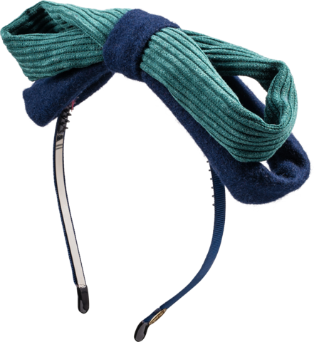 Two Tone Suede / Corduroy Wire Bow Headband - Wool (441x480), Png Download