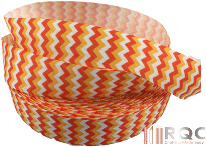 Two Toned Orange Chevron Grosgrain Ribbons - Storage Basket (450x300), Png Download