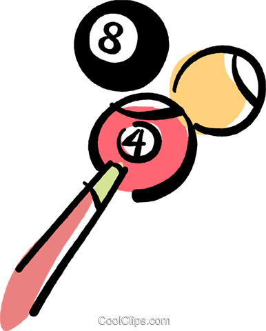 Pool Balls And Pool Cue Royalty Free Vector Clip Art - Bolas De Bilhar E Taco Png (386x480), Png Download
