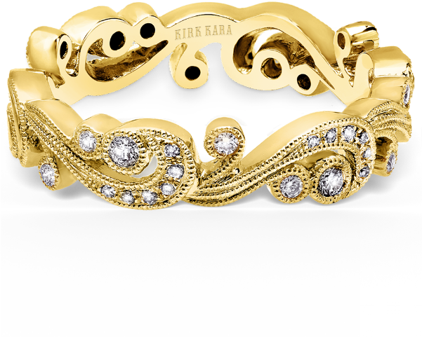 Kirk Kara "angelique" 18k Yellow Gold Scrollwork Diamond - Kirk Kara 14k Rose Gold Angelique Diamond Scrollwork (600x600), Png Download
