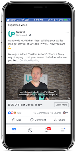 Facebook Ad Shown In A Newsfeed - Mobile Device (600x600), Png Download