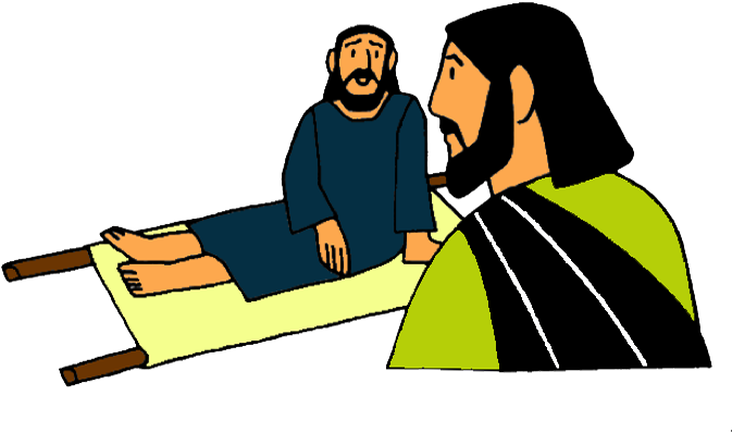 Man Lowered Through The Roof - Jesus Healing Bartimaeus Clipart (700x525), Png Download