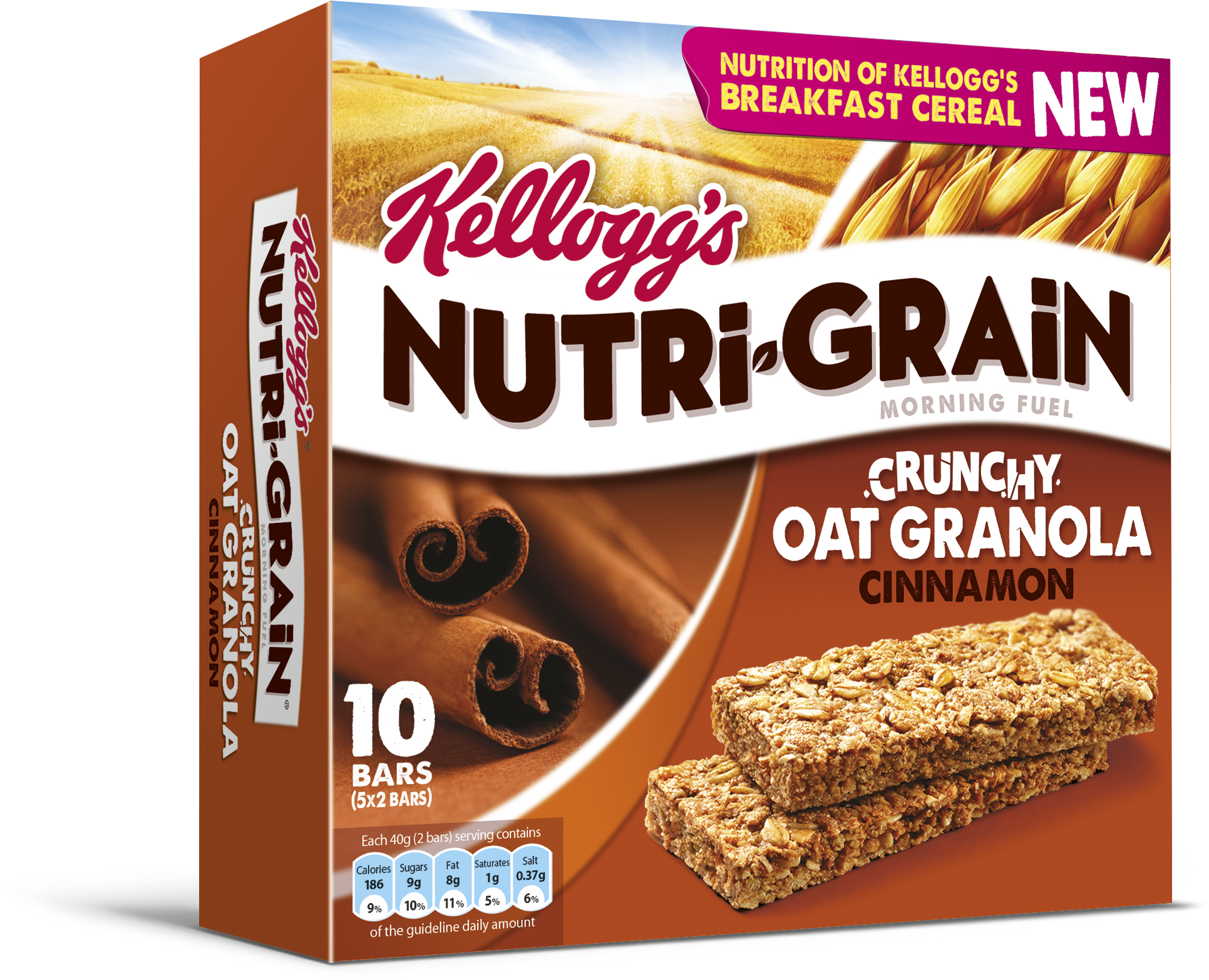 Crunchy Breakfast Oats & Cinnamon Granola Slices - Kellogg's Nutri Grain Soft And Fruity Apple Bars (2781x2086), Png Download