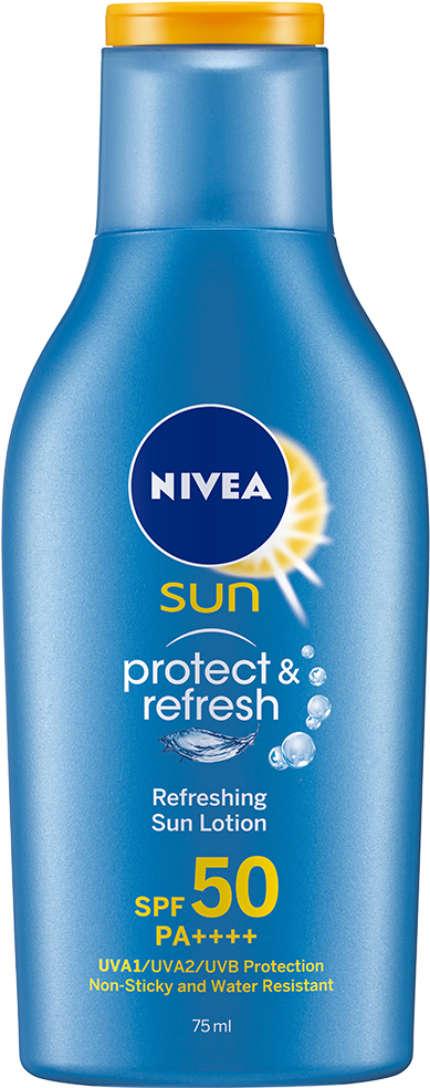 Provides Immediate Protection And Has A Pleasurable - Nivea Sun Protect Refresh 50ml (1010x1180), Png Download