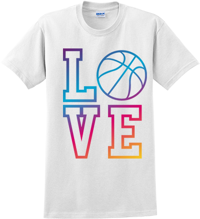 Love Basketball Glitter White T-shirt - K On T Shirt (399x450), Png Download