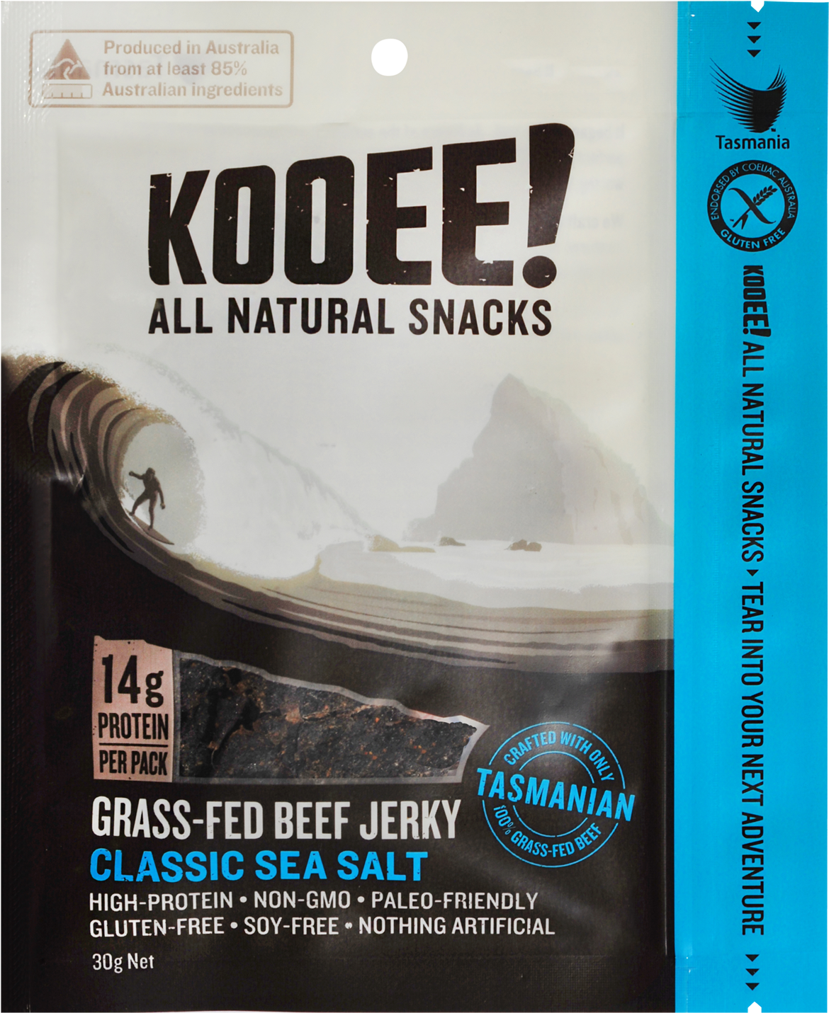 Kooee Grass-fed Sea Salt Beef Jerky 30g - Kooee Snacks Grass-fed Beef Jerky- Classic Sea Salt- (1600x2000), Png Download