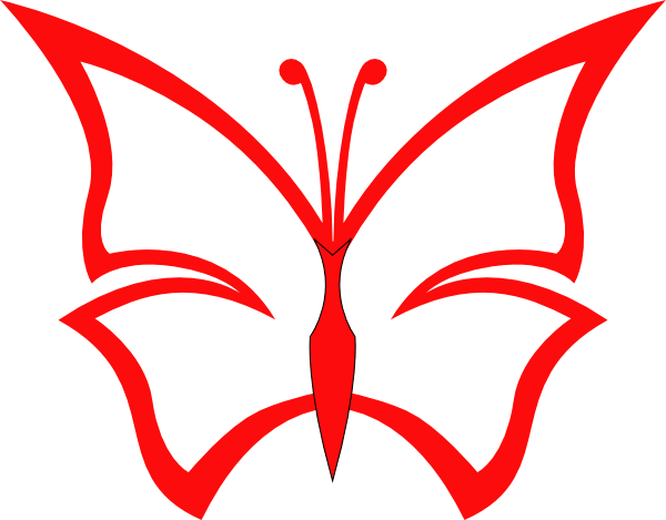Red Butterfly Clip Art - Red Butterfly Vector Png (600x469), Png Download