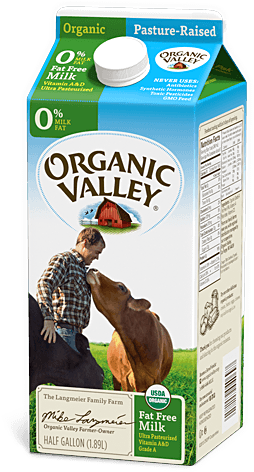 Organic Valley Fat Free Milk (320x480), Png Download