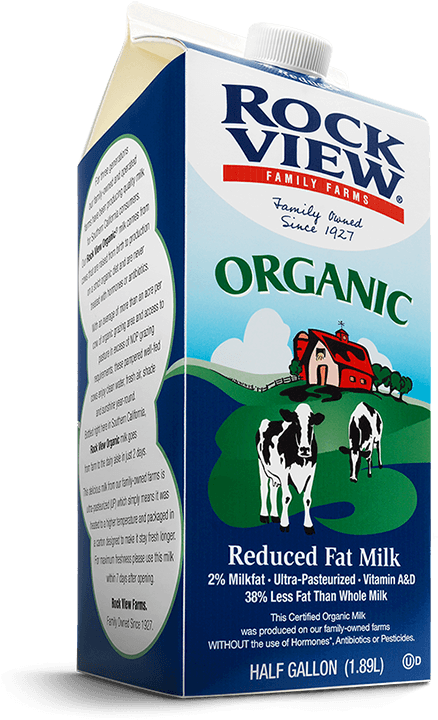 Organic 2% Reduced Fat Milk - Rockview Farms (450x733), Png Download