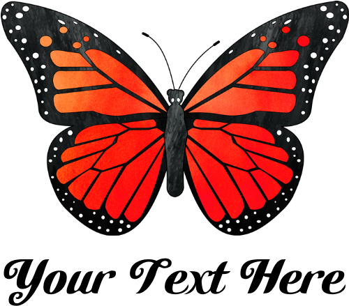 Red Butterfly Custom Text Flask - Blue Monarch Butterfly (690x700), Png Download