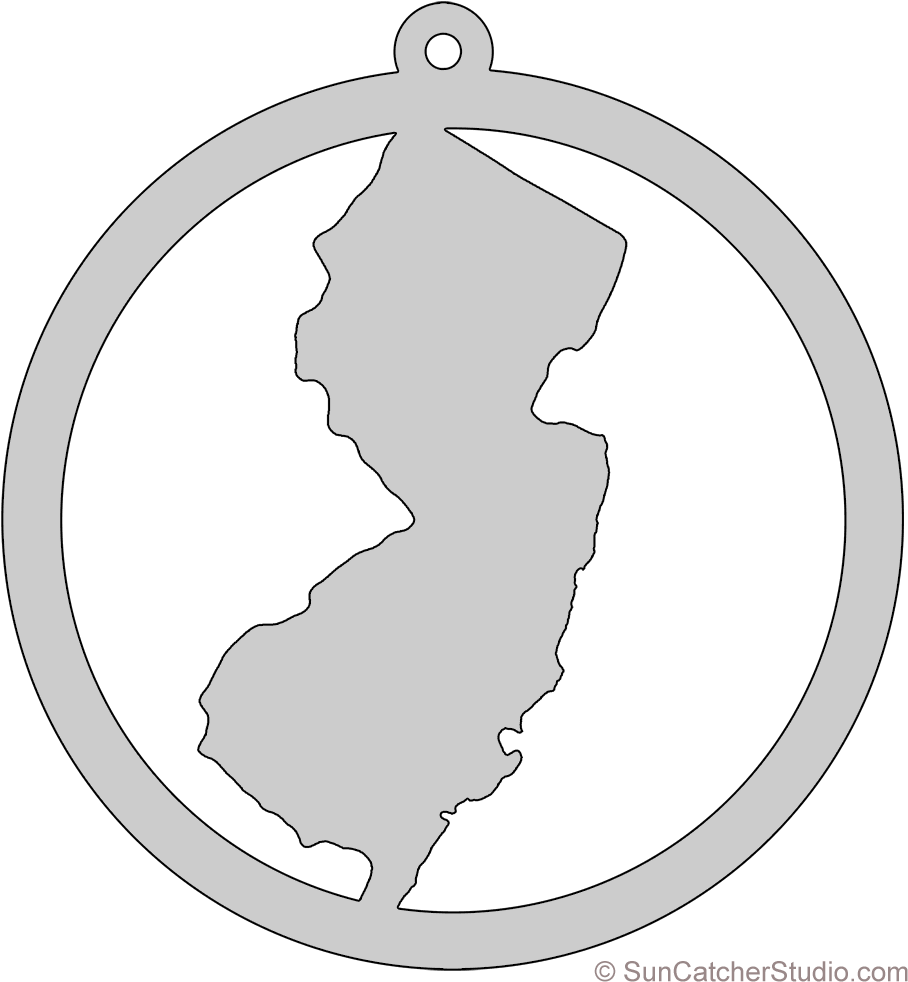 New Jersey Map Circle Free Scroll Saw Pattern Shape - New Jersey (936x1000), Png Download
