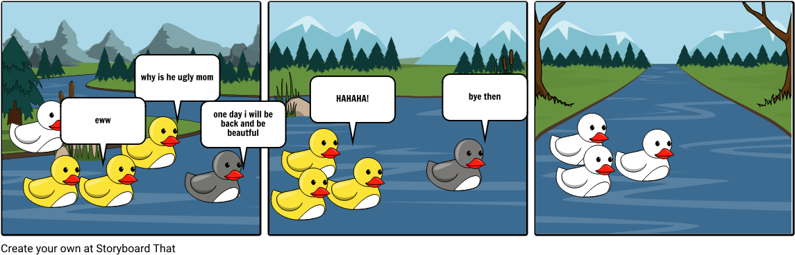 Ugly Duckling - Cartoon (1164x385), Png Download