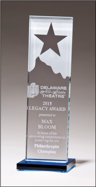 Etched Clear Glass Award With Star And Mountain Peak - Custom Star And Mountain Peak Award (3 1/8"x9 1/4"), (600x600), Png Download