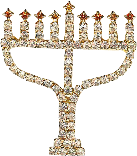 Sparkling Hanukkah Menorah Clear Rhinestone Brooch - Esquire (595x595), Png Download