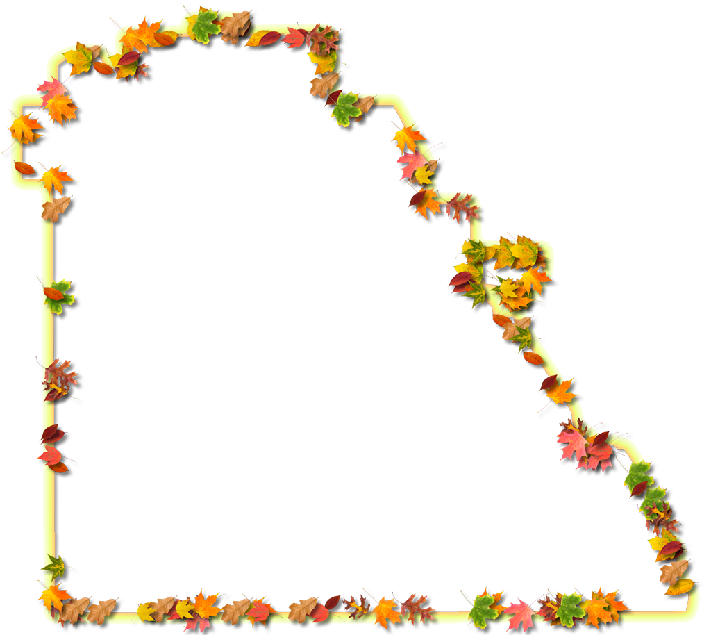 A Yellow And Orange Outline Map Of Polk With Fall Leaves - Thanksgiving (1024x914), Png Download