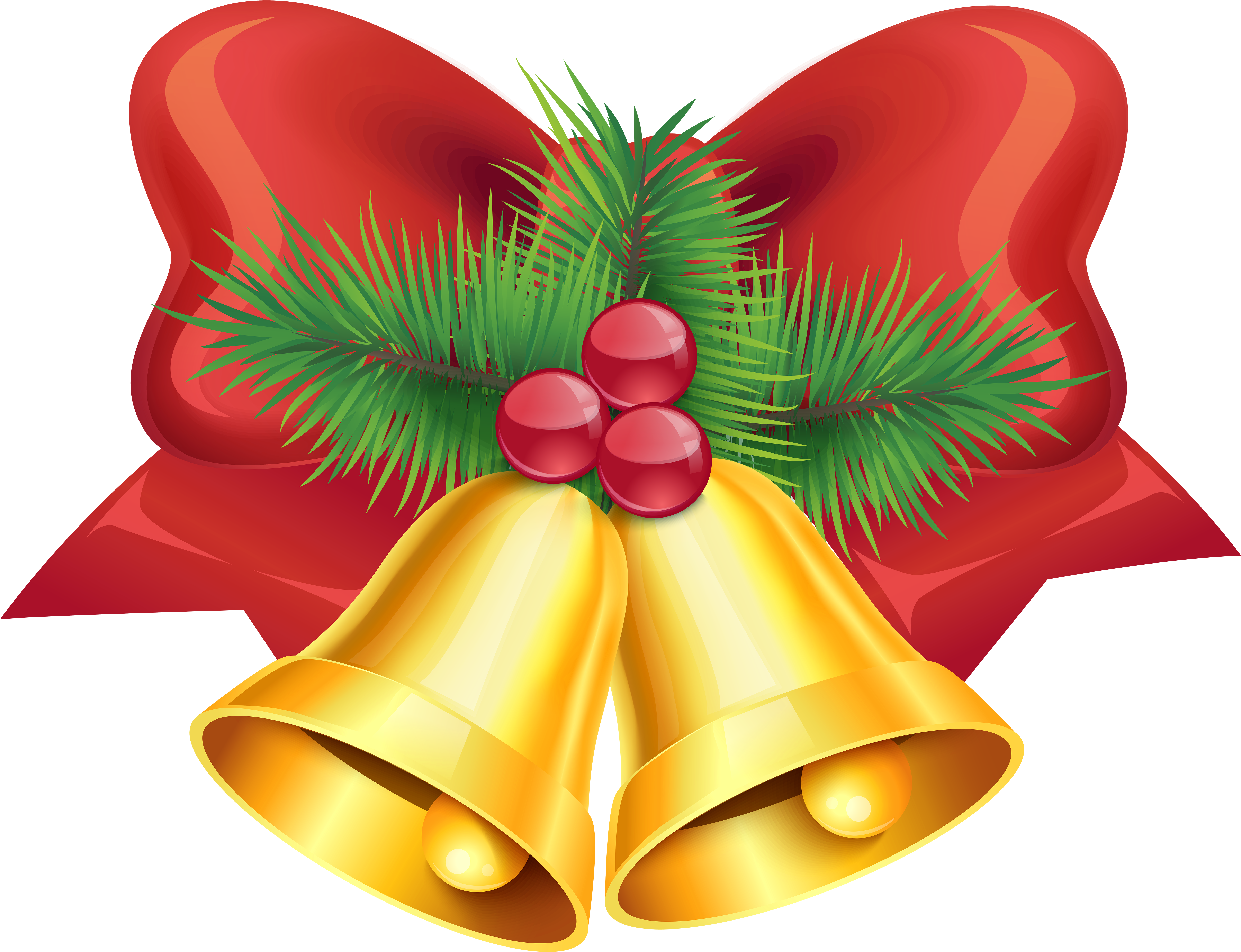Christmas Bow With Bells (600x482), Png Download