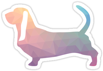 Basset Hound Colorful Geometric Pattern Silhouette - Beagle (375x360), Png Download