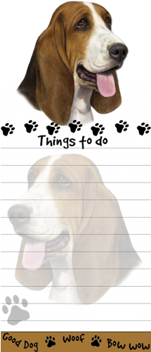 Basset Hound List Stationery Notepad - Black Pug Magnetic Sticky Note Pad (500x500), Png Download