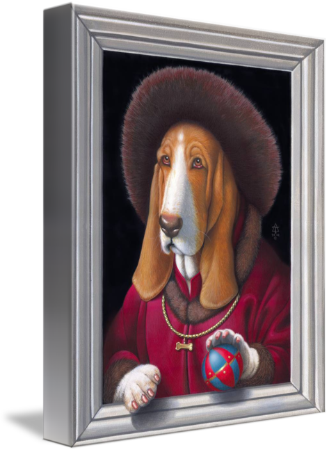 "dog With Ball Basset Hound" By Tara - Gallery-wrapped Canvas Art Print 11 X 14 Entitled 'dog (473x650), Png Download